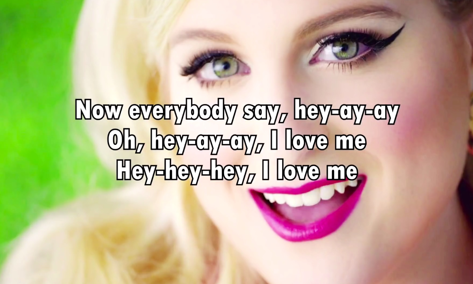 A still from Meghan Trainor's video, "I Love Me."